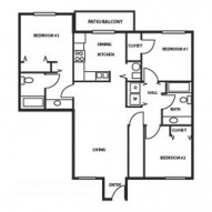 Hickory Hills Residences, 3 Bedroom Floorplan